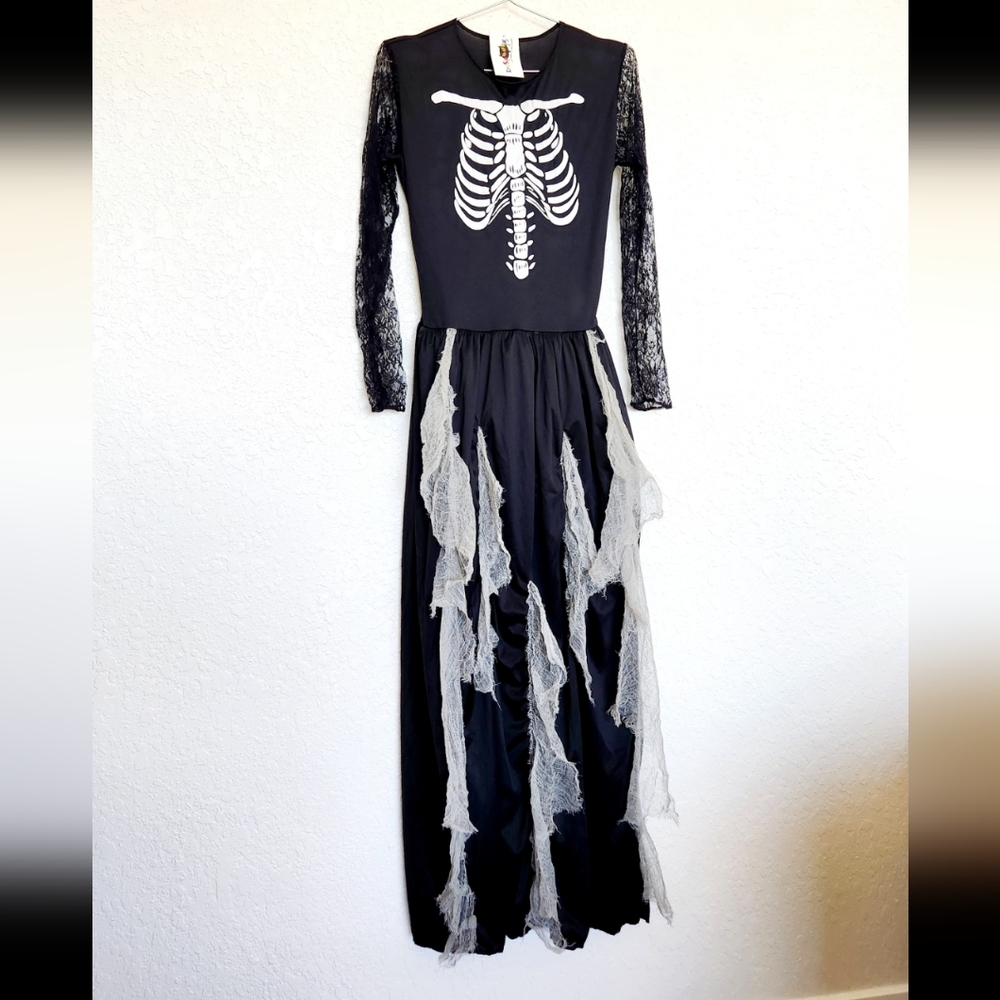 EraSpooky Skeleton Zombie Bride Costume, DRESS ONLY - Picture 2 of 11